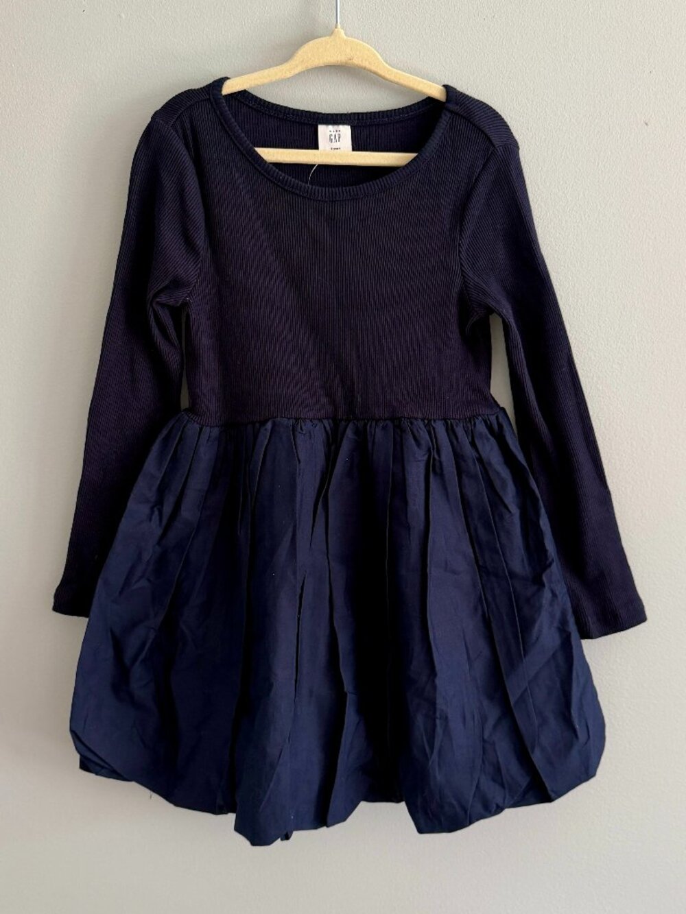 NWT Baby Gap Navy Ribbed Long Sleeve Bubble Skirt Dress 4Y